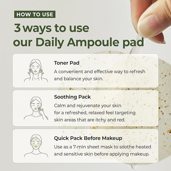 Rbfy. Daily Ampoule Pad (100 Pads) – Korean Vegan Toner Pads for Soothing, Calming & Deep Hydration | for Dry, Stressed, and Sensitive Skin | Centella Asiatica & Panthenol | Korean Skincare