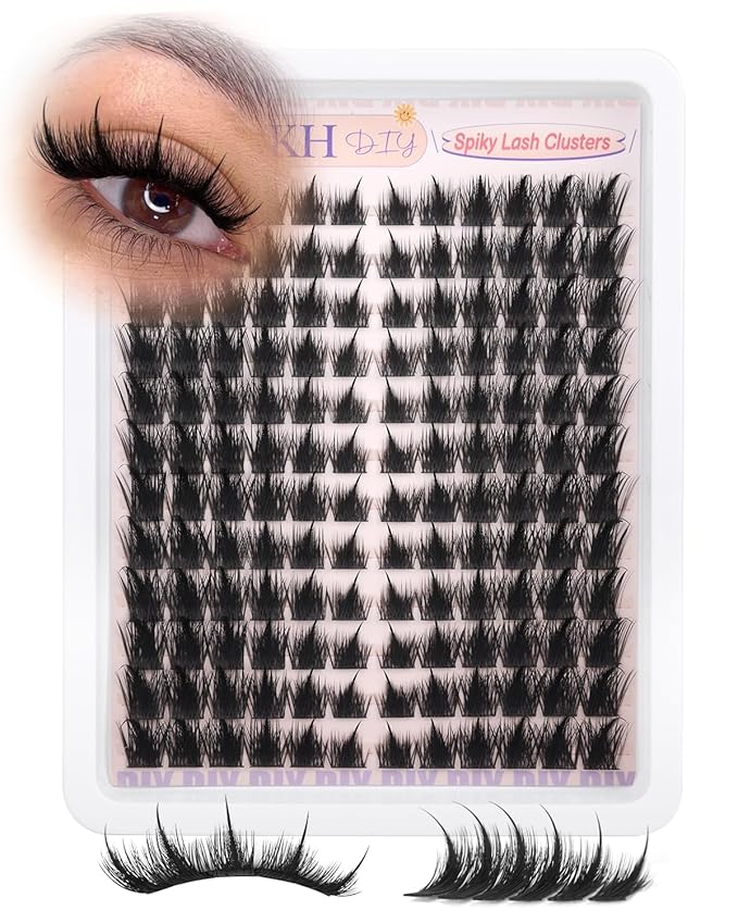 YDAGKH Lash Clusters Spiky Eyelash Clusters Fox Eye Cluster Eyelash Extensions Unique Spikes Individuals Manga Lash Extension 144Pcs DIY Fairy Anime Cluster Eyelashes Volume Cat Eye Lashes Long