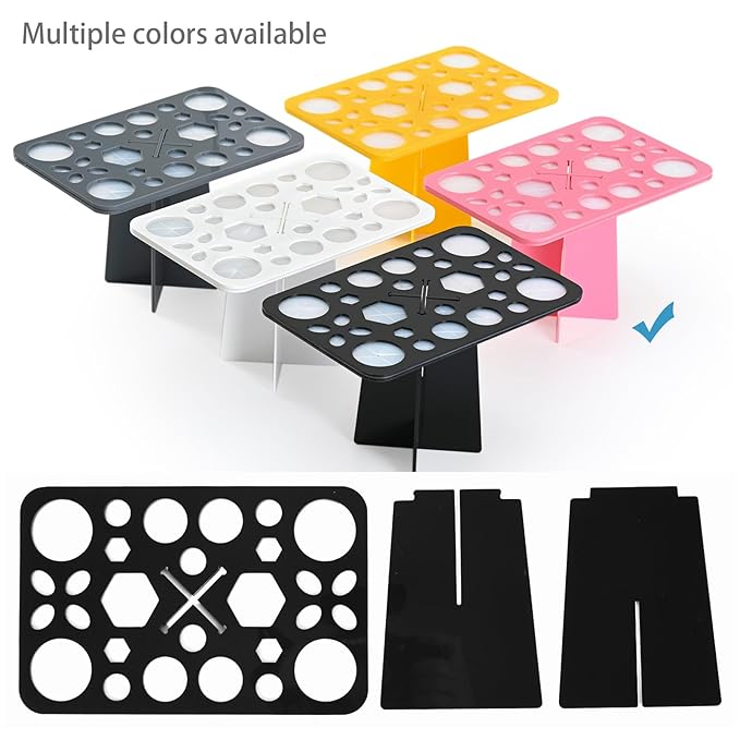 Brush Drying Rack, Brushes Dryer, Collapsible 28 Slot Acrylic Brush Holder Stand Tree Tray Support Display for Makeup Lovers Artist Nail Paint Brushes, Grey