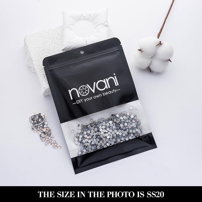 Novani 3000 Pieces Flatback Rhinestones Glass Round Gems White Opal Crystals for Nail Art DIY Crafts Clothes Shoes,SS20,4.6-4.8mm