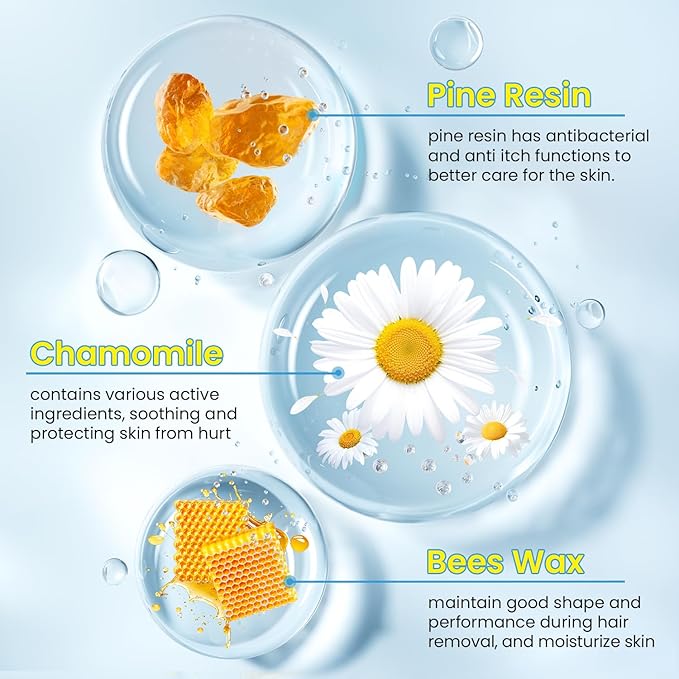 Hard Wax Beads for Hair Removal, Waxing Beads for Coarse Hair, Perfect for Brazilian & Full Body, Waxing Beads for Sensitive Skin
