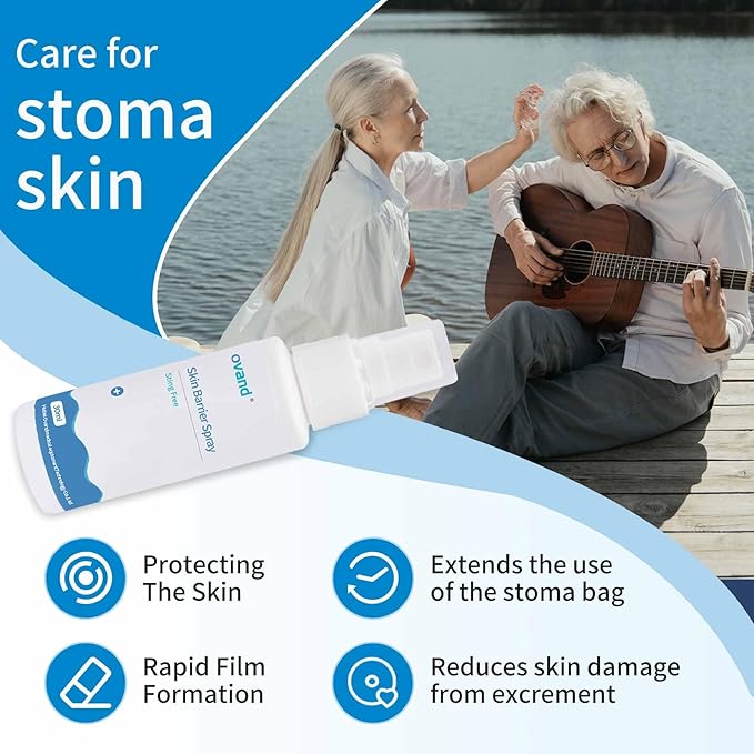 60ml Ostomy Skin Barrier Spray, No-Alcohol No-Sting Ostomy Care Skin Barrier Spray Colostomy Supplies Accessories
