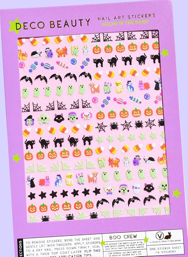 Deco Beauty Boo Crew -Super Thin & Easy-to-Apply Nail Art with The Cutest Designs-Durable & Long-Lasting Nail Art Stickers and Decals for Women, for DIY at-Home Manicures & Salon-Quality Nails