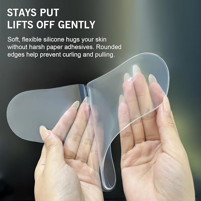 Stasover Neck Wrinkle Patches, Reusable Silicone Anti-Wrinkle Pads Set for Neck, Chest and Face, Overnight Use for Smooth Lines, Washable Comfortable Fit, 18 Pieces