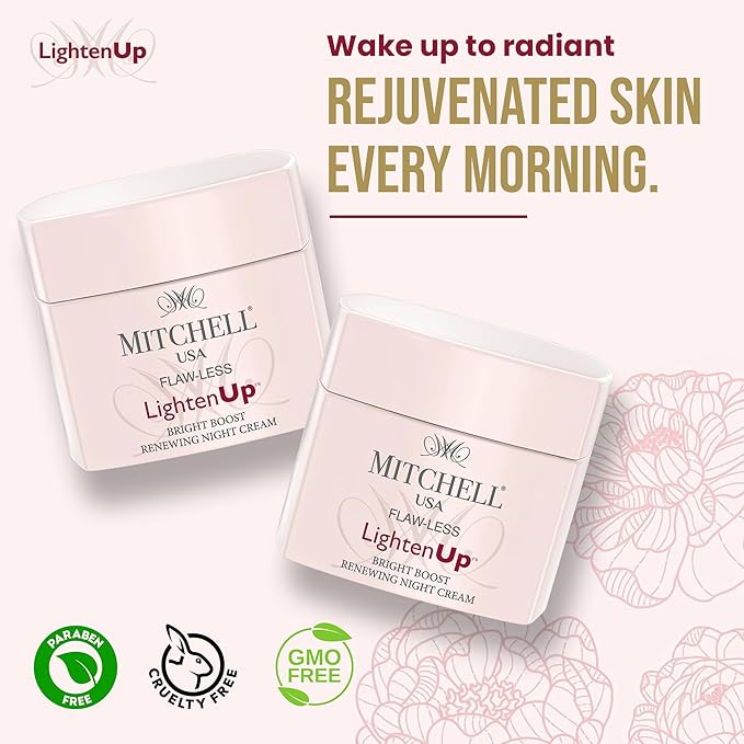 Lighten Up Flaw-Less Bright Boost Renewing Night Cream - 50g - Deeply Moisturizing, Evens Tone, Boosts Radiance, Smooths Texture - Brightening Face Cream For All Skin Types with Imperial Peony