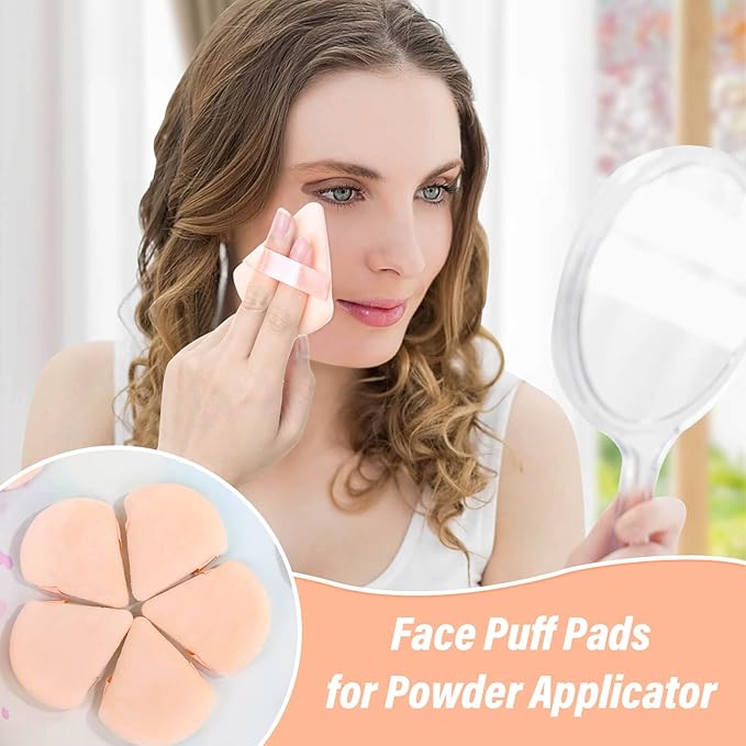 Thrilez 20pcs Triangle Powder Puff, Loose Powder Puffs Makeup Puff for Face Powder, Setting Powder Puff for Make Up, Face Puff Pads for Press Powder, Sponge Powder Applicator for Face and Eye (Beige)