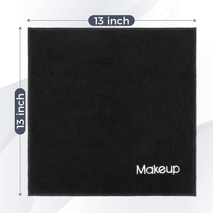 GLIMGLINT Makeup Remover Wash Cloths 5 Pack - Soft Microfiber Fingertip Facial Cleansing Cloths for Hand and Make Up, 13 x 13 in, Black