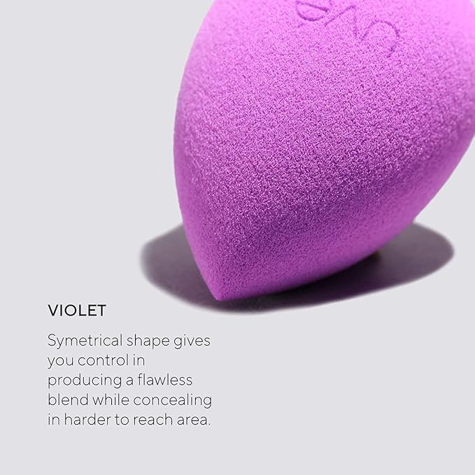 Violet Makeup Blender Sponge, Streak Free Application of Liquid, Powder & Cream Foundation, Professional Complexion Blending Tool, Cruelty Free, Vegan, Latex Free