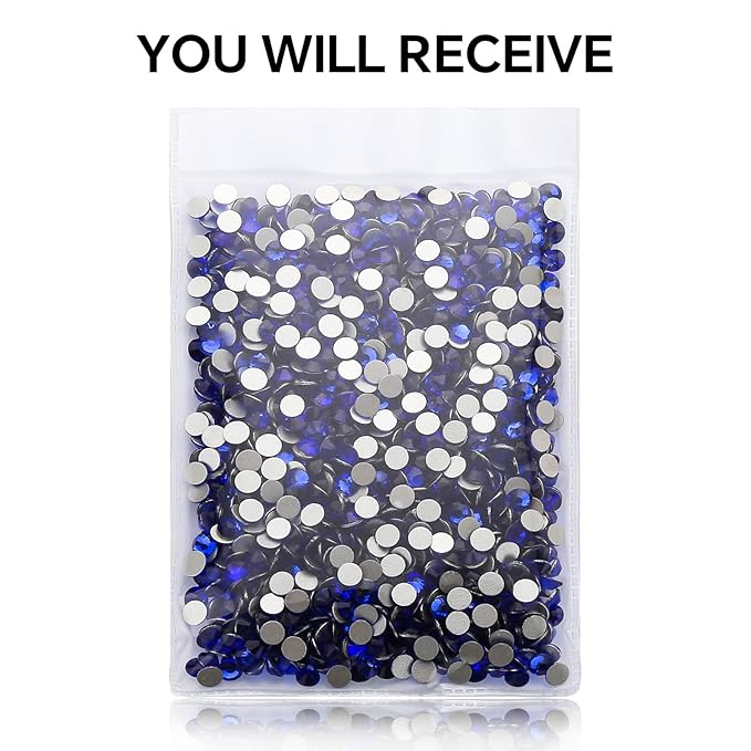288Pcs Royal Blue Crystal Rhinestones,Glass Flatback Rhinestones Gemstones for Nail Face Makeup Art Crafts Clothes Decoration -(SS30,6.5mm,Royal Blue)