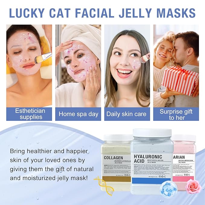 Jelly Mask for Facials Professional, Hydrating & Moisturizing Peel-Off Gel Jelly Face Mask Skin Care for Deep Hydration & Glow, Professional Spa Use for All Skin Types 23 Fl Oz (Hyaluronic Acid)
