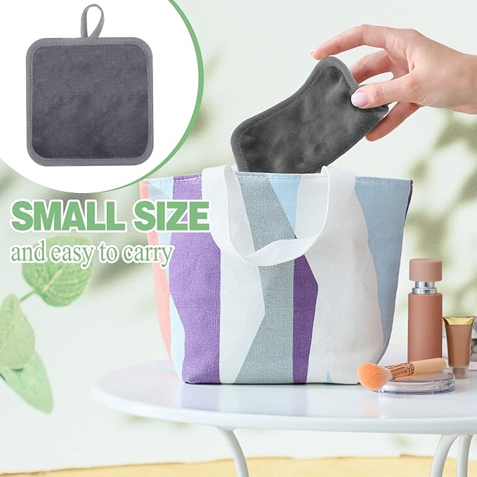 32 Pcs Makeup Remover Pads 5 x 5 Inch Soft Reusable Cloths for Eye Face Cloth Microfiber Washable Makeup Remover Towel Removal Cleaning Cloth for Women(Gray)
