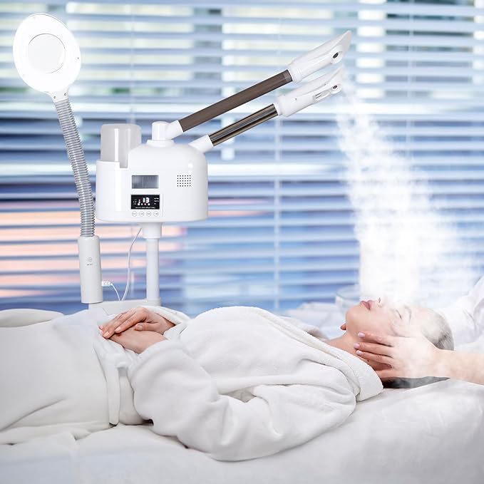 Professional 3 in 1 Facial Steamer for Face Deep Cleaning Ozone Face Steamer with 5X Magnifying Lamp Hot Mist Function for Salon Spa Home Beauty Equipment