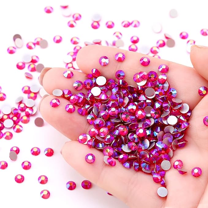 Novani Rhinestones 3000Pcs Flatback Crystal Round Loose Gemstones Glass Rhinestones for Crafts Makeup Nail Art Clothes Shoes DIY Decorations(SS8, 2.3-2.5mm,Light Siam AB)