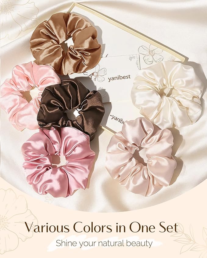 Yanibest 8 Pcs Satin Scrunchies - Silk Scrunchies Ponytail Holders,Soft Satin Hair Ties No Damage,Hair Accessories for Women