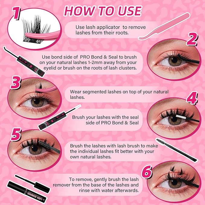 PRO LASHBEAUTY California Sunset Lash Clusters Kit Wispy Eyelash Clusters Lashes Natural DIY Lash Extension Kit Cluster Eyelash Extensions Kit Individual Lashes Cluster Eyelash (Sunset, 10-18mix)