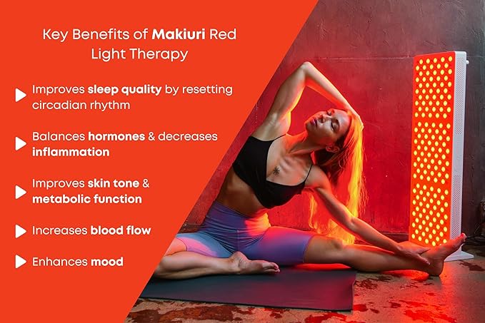 Makiuri Red Light Therapy Lamp | LED Light Therapy Panel for Face & Body | Infrared & Red Light in 5 Wavelengths | Supports Relaxation, Skin Appearance & Overall Wellness | Neptune (White 300 LED)