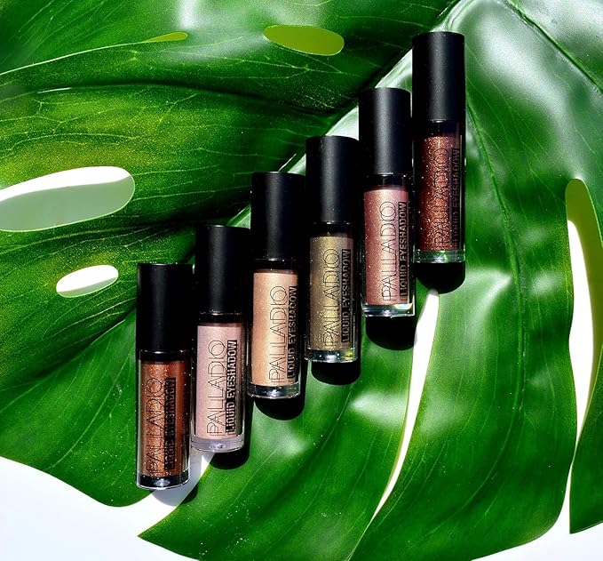 Palladio Liquid Eyeshadow, creamy shimmery formula that instantly adheres to the eyelid with flexible applicator wand for over 8 hours of smudge and crease-proof wear (Goldstone)