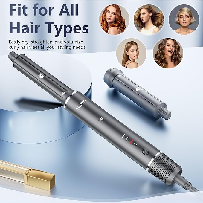 6-in-1 Ionic Hot Air Styler, Powerful High Speed Hair Dryer Brush, Auto Wrap Curler for Fast Drying, Volumizing&Straightening for Multi Styler, Cool Shot Button-No Heat Damage, Gift for Women-Travel