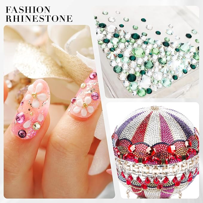 Novani White Opal Rhinestones 288pcs Flat Back Round Rhinestone Style 2088 Sparkly Crystal Gemstones for Nail Art and Crafting SS30,6.4-6.6mm
