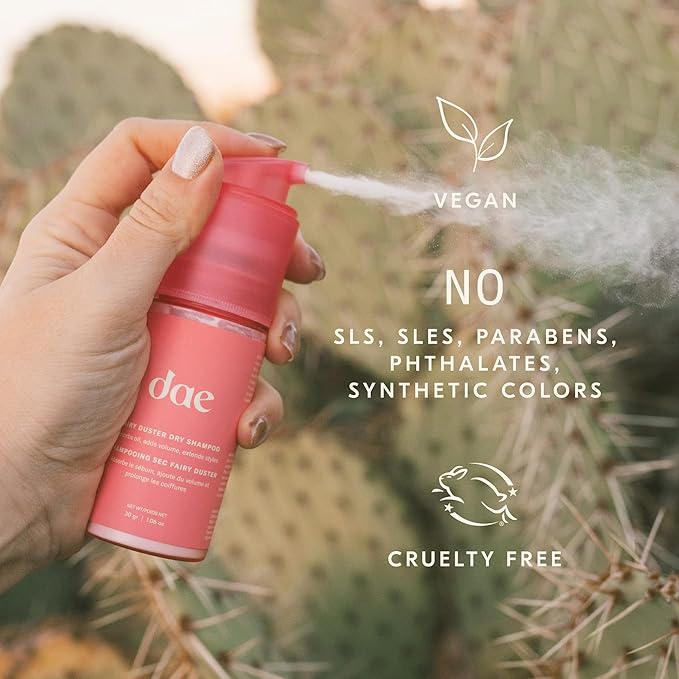 DAE Fairy Duster Dry Shampoo Powder - Non-Aerosol Natural Ingredients, Absorbs Oil & Refreshes Roots