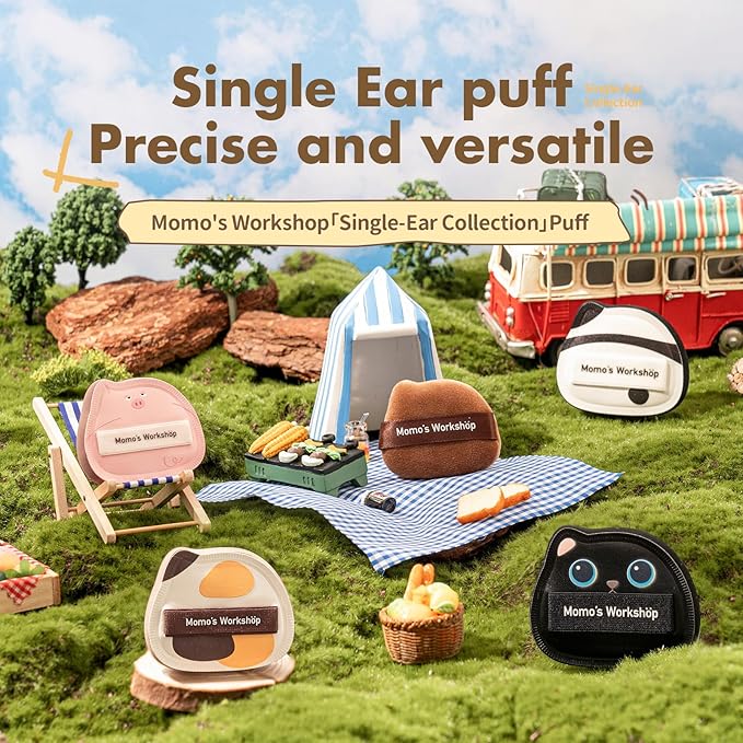 3-Pack Short Velour Powder Puffs with 85° Pointed Tip, for Precise Highlighting & All-Over Powder Setting, Dual-Sided Brown Puff for Cake Powder, Compact Foundation & Blush & Storage Case