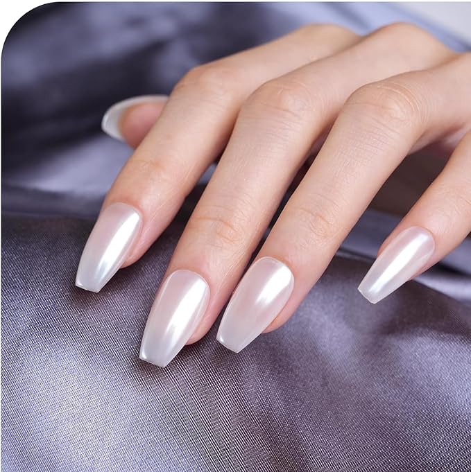 Pretty Diva White Pearl Chrome Nail Powder, Pearl Chrome Powder for Nail, Magic White Chrome Nail Powder
