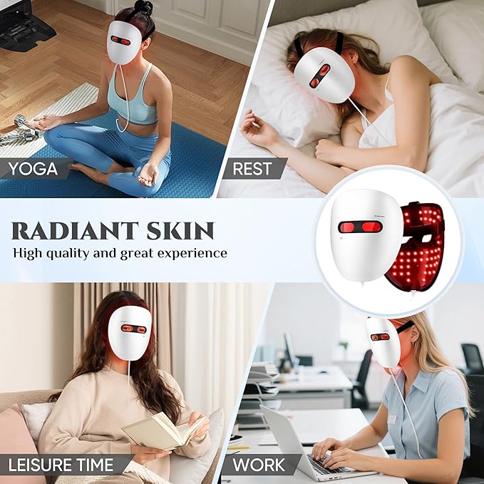 Red Light Mask for Face,Infrared Light Face Mask, 7+1 Color Red Light Face Mask Set with 850nm Near Infrared