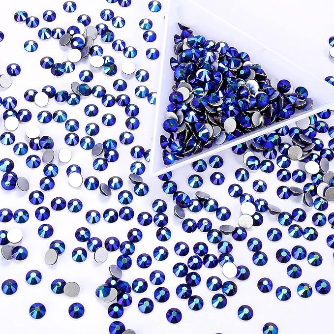 1440Pcs Jet Ab Crystal Rhinestones,Glass Flatback Rhinestones Gemstones for Nail Face Makeup Art Crafts Clothes Decoration -(SS12,3.0mm,Jet Ab)