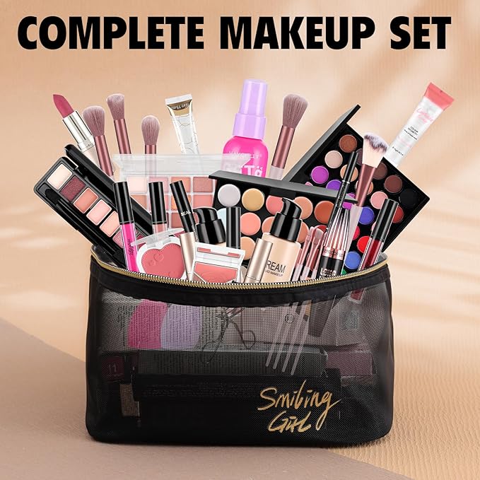 Makeup Set for Women Full Kit Include Eyeshadow Concealer Palette Lip Gloss Lipstick Eye Pencil Makeup Brushes, All In One Makeup Gift Set For Teen Girls and Beginner, Stocking Stuffers for Teen Girls