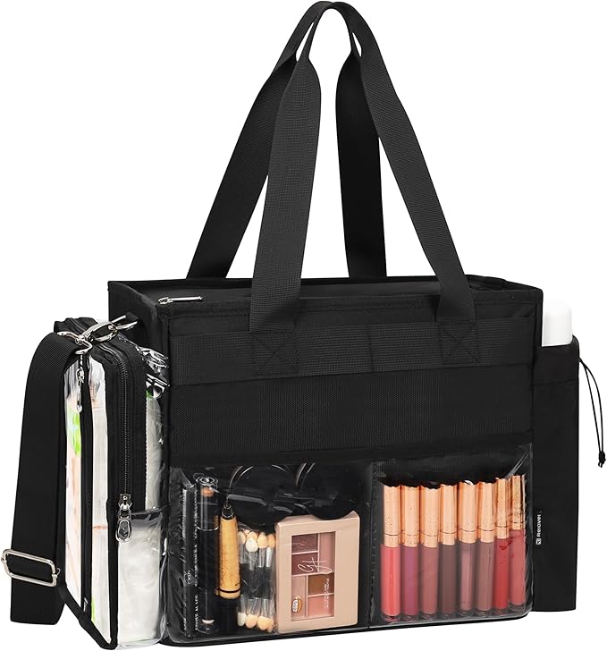 TANTO Travel Makeup Bag, Professional Makeup Artist Set Bag Extra Large Cosmetic Organizer Case Hair Stylist Travelling Duffle Bag with Adjustable Dividers for Makeup Beauty Lover Nurse Tote Bags