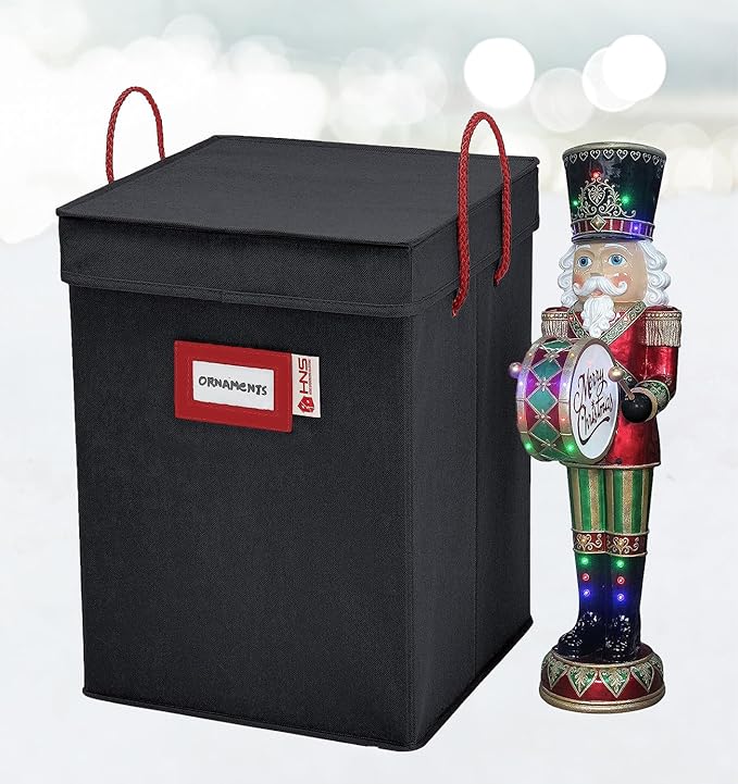 Christmas Nutcracker and Figurine Collectible Storage Box - Stores Up to 9-16" Tall Nutcrackers, Ornaments, and More - Holiday Decor Organizer with Adjustable Dividers - Nutcracker NOT Included