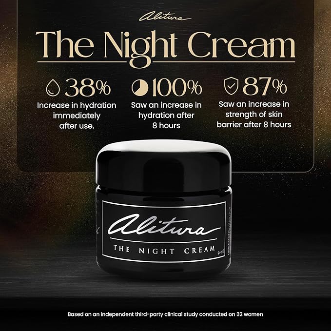 Alitura Hyaluronic Acid Anti-Aging Night Cream – Hydrating Face Moisturizer with 10% Hyaluronic Acid & Superfoods – Wrinkle Cream for Women & Men – Anti-Wrinkle Night Cream for Radiant, Youthful Skin