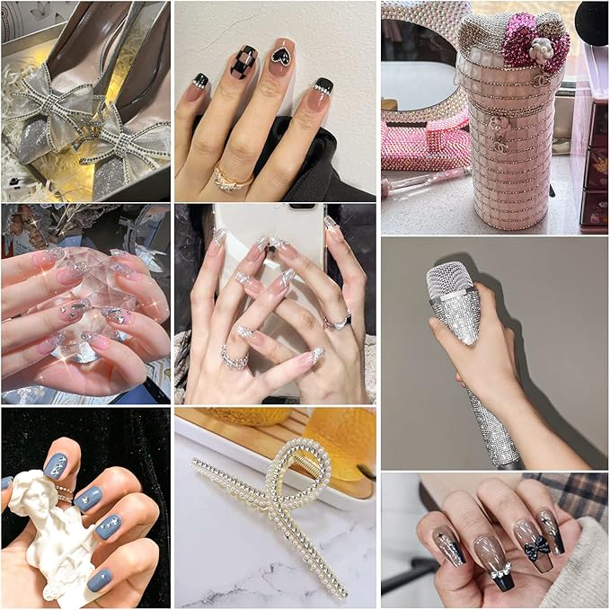 Beadsland Flatback Rhinestones Bulk,14400pcs Silver Rhinestones for Nails Crafts Clothes DIY Decoration, Silver Hematite, SS16, 3.8-4.0mm
