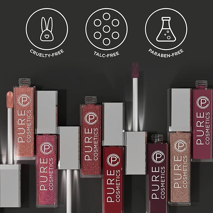 Pure Illumination Light-Up Lip Gloss with LED-Lit Applicator Brush + Side Mirror, Non-Sticky, Moisturizing Hydrating Lip Glosses with Lanolin, Jojoba Oil, & Vitamin E, Femme Fatale