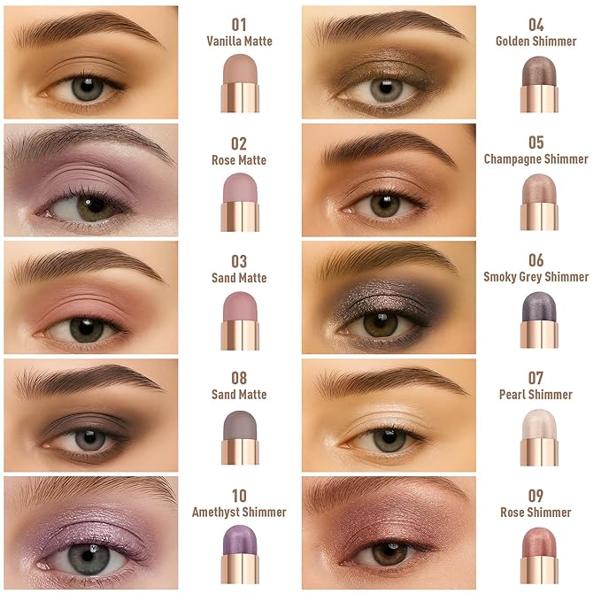 FV Cream Shimmer Eyeshadow Stick,Long Lasting & Waterproof, Multi-Use & High Pigment Eyeshadow Makeup Stick (Rose Shimmer)