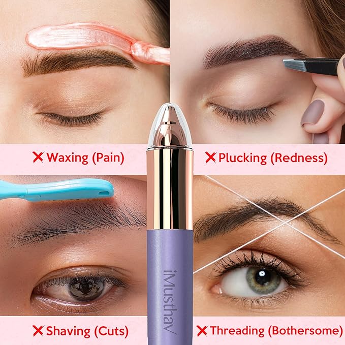 iMusthav Eyebrow Hair Remover for Women | 18K Gold-Plated Head | 360° LED Light Portable Painless Electric Epilator·
