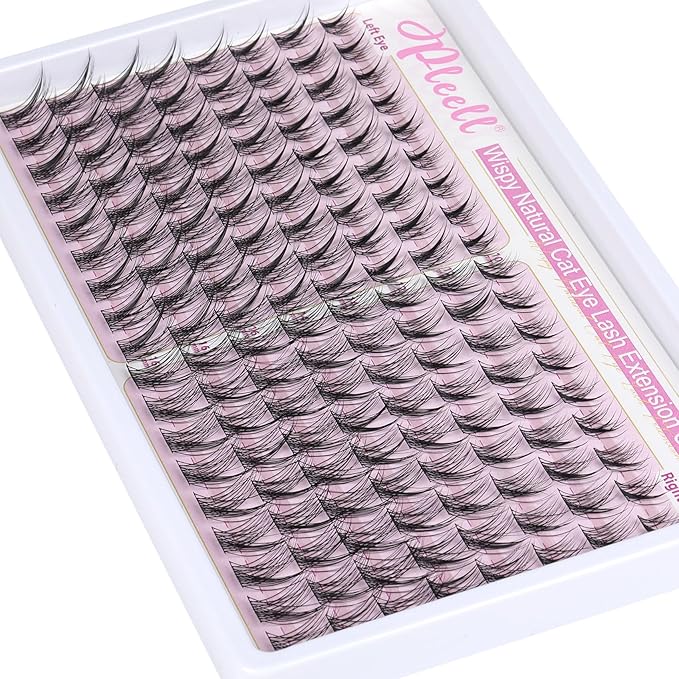 Natural Lash Clusters Wispy Lash Cluster Eyelash Extensions Cat Eye Eyelash Clusters 144PCS Individual Lashes Clusters 10-16MM DIY Lash Extension by Pleell