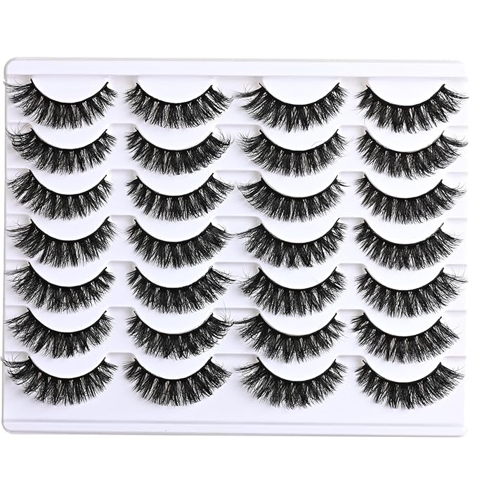 Lashes Volume Mink Eyelashes 14 Pairs Cateye Lash Strips Wispy Cat Eye Lashes Natural Look Short Thick Fluffy False Strip Eyelash Full Small Fake Lashes Pack Black Pestañas Postizas for Women