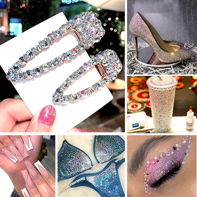 MEIBITE Flatback Rhinestones Bulk, 14400PCS Crystal AB Rhinestones for Clothes DIY Decoration Crafts, Crystal AB, SS20, 4.6-4.8mm
