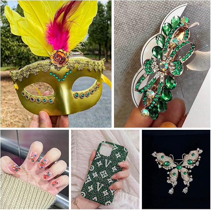 Beadsland Flatback Rhinestones Bulk,14400pcs Green Rhinestones for Nails Crafts Clothes DIY Decoration, Emerald, SS10, 2.7-2.9mm