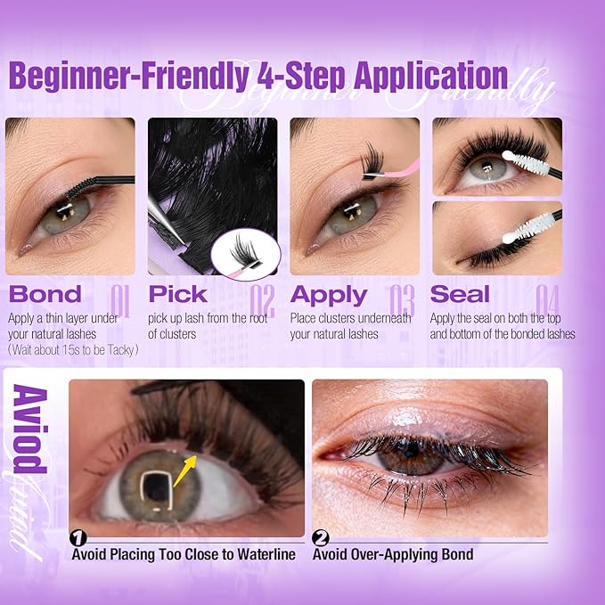 300D Fluffy Wispy Lash Clusters D Curl Thick Volume Individual Lashes with Subtle Spikes 12–20mm Cluster Eyelash Extensions DIY Eyelash Clusters for Soft Glam & DIY Lash Look by Yawamica