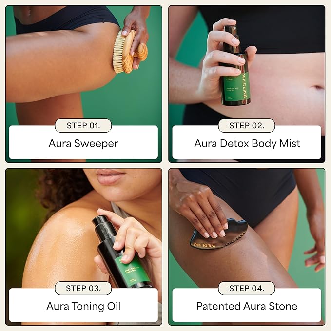 Wildling Aura Stone Gua Sha Body Stone I Body Massage Stone to Tighten, Tone, Sculpt + Smooth I Patented Design Crafted with 100% Authentic Bian Stone