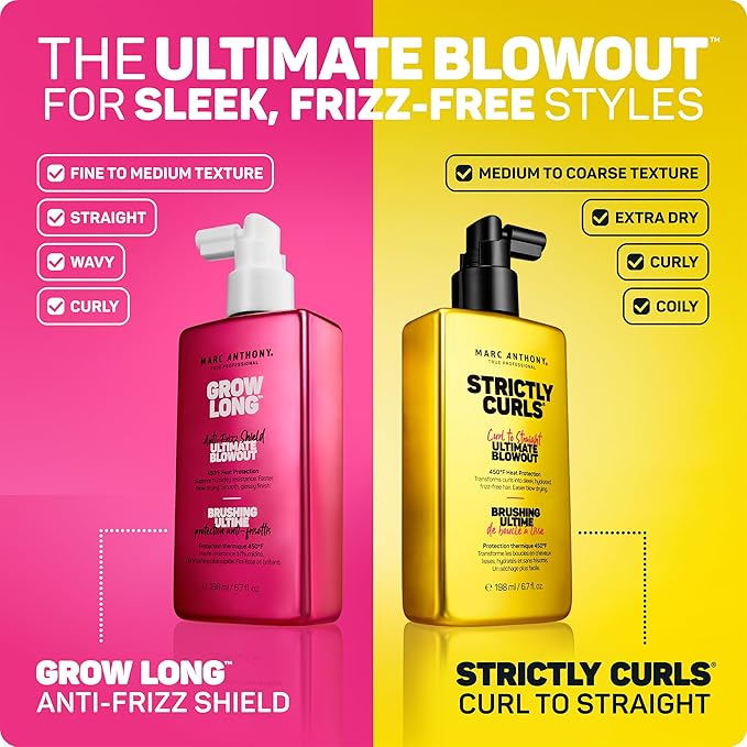 Marc Anthony Strictly Curls Ultimate Blowout Hair Spray for Curly & Coily Hair - Lightweight Anti-Frizz Heat Protectant Blowout Spray Smooths Hair & Adds Natural Shine