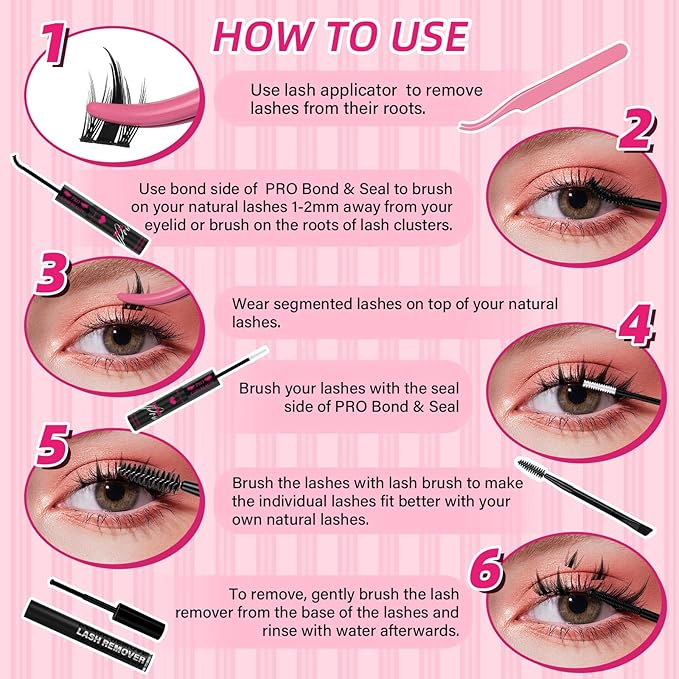 PROLASHBEAUTY Manga Lash Clusters, Eyelash Clusters 10-16 Mixed Cluster Eyelash Extensions Mixed Lash Extension Reusable Soft & Comfortable (Anime,10-16mix)