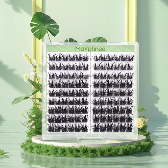 Cat Eye Lash Clusters Fairy Eyelash Clusters Wispy Wet Cluster Lashes Extensions Spiky Individual Lashes Left & Right Lashes Clusters 108Pcs 12-16MM DIY Lash Pack by Mavphnee