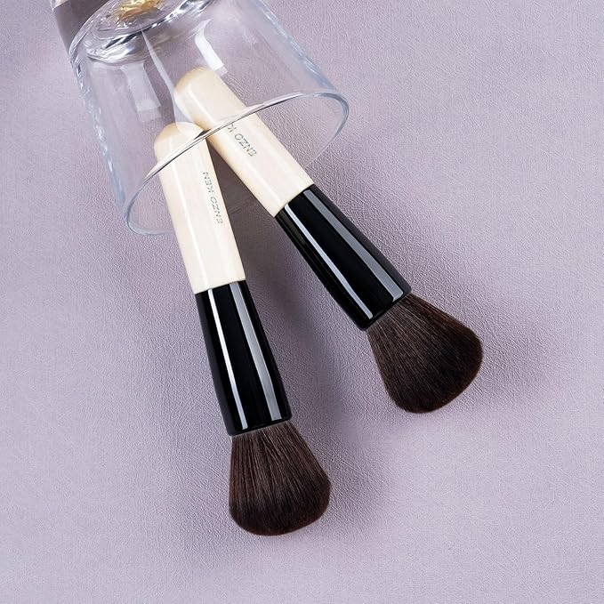 Natural Black Goat Hair Kabuki Powder Brush, Natural Hair Blush Brush & Contour Brush, Natural Face Powder Brush, Natural Bristle Makeup Brushes for Powder Contour and Bronzer (K804)