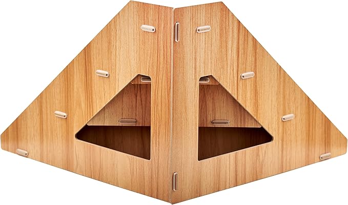 4-Tier Retail Wooden Display Riser - Farmers Market Craft Fair Display Rack - Candle Soap Cups Mugs Tumblers Corner Display Stand For Craft Shows - Curved Countertop Table Display For Cupcakes