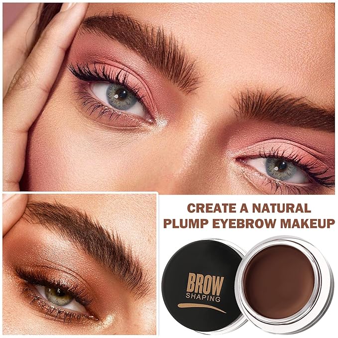 Eyebrow Pomade Brow Gel Pomade,Long Lasting Waterproof and Enhancers Eyebrow Soft Smooth,Eyebrow Makeup Gel with Eyebrow Brush for Girls and Women-Brown