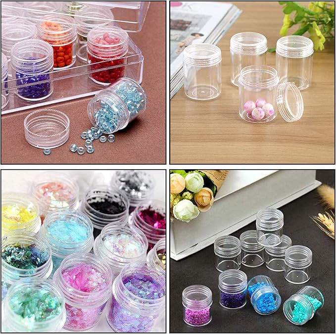 ZOENHOU 3 Pack 30 Jars Diamond Painting Storage Containers, Embroidery Diamond Storage Box Beads Organizer Case with Lid Clear Nail Art Accessories with 2 PCS Label Stickers for Jewelry DIY