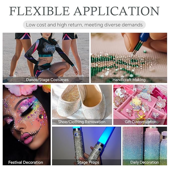Meibite 16 Facets Crystal Clear Flatback Rhinestones, Glass Rhinestones for Nail Art and Craft, Glue Fix, Loose Crystal Gemstones(Crystal, SS30, 288pcs, 6.4-6.6mm)